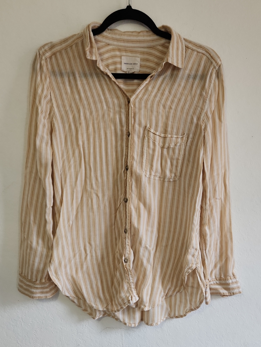Coastal Casual American Eagle Striped Boyfriend Fit Button Down Shirt S